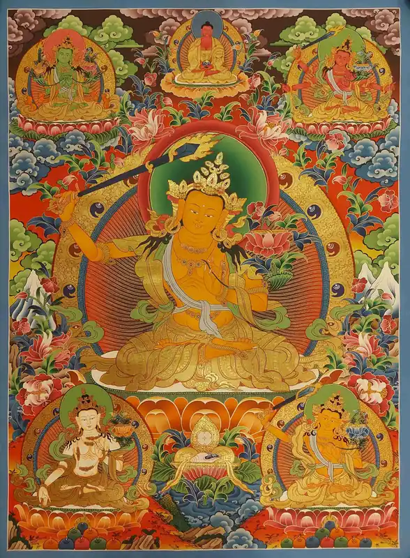 Thangka de Manjushri sur toile en coton