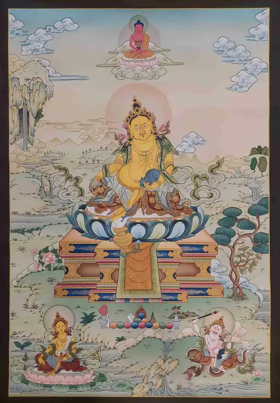 Thangka de Jambhala en toile coton