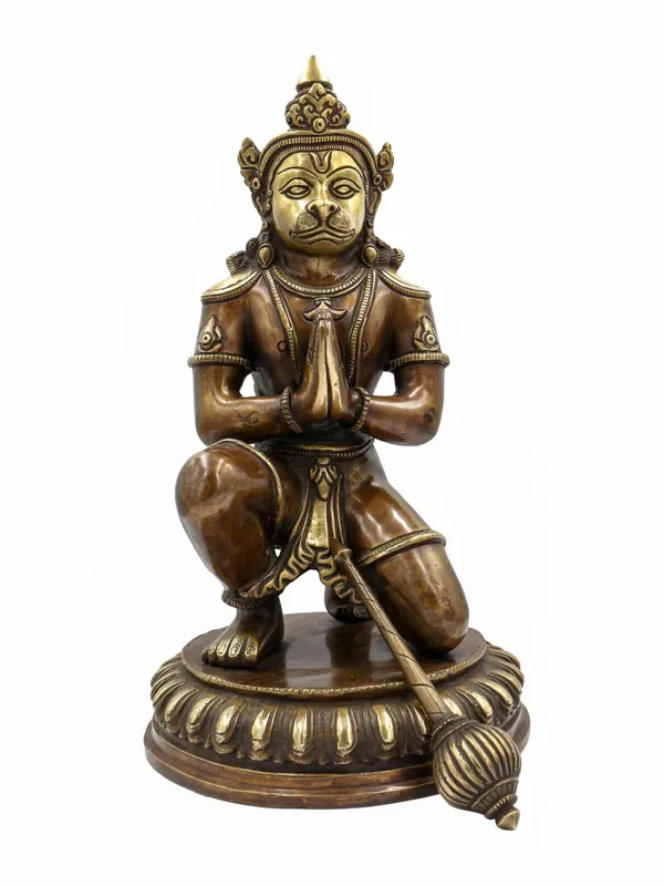 Statue de Hanuman en cuivre, force et dévotion