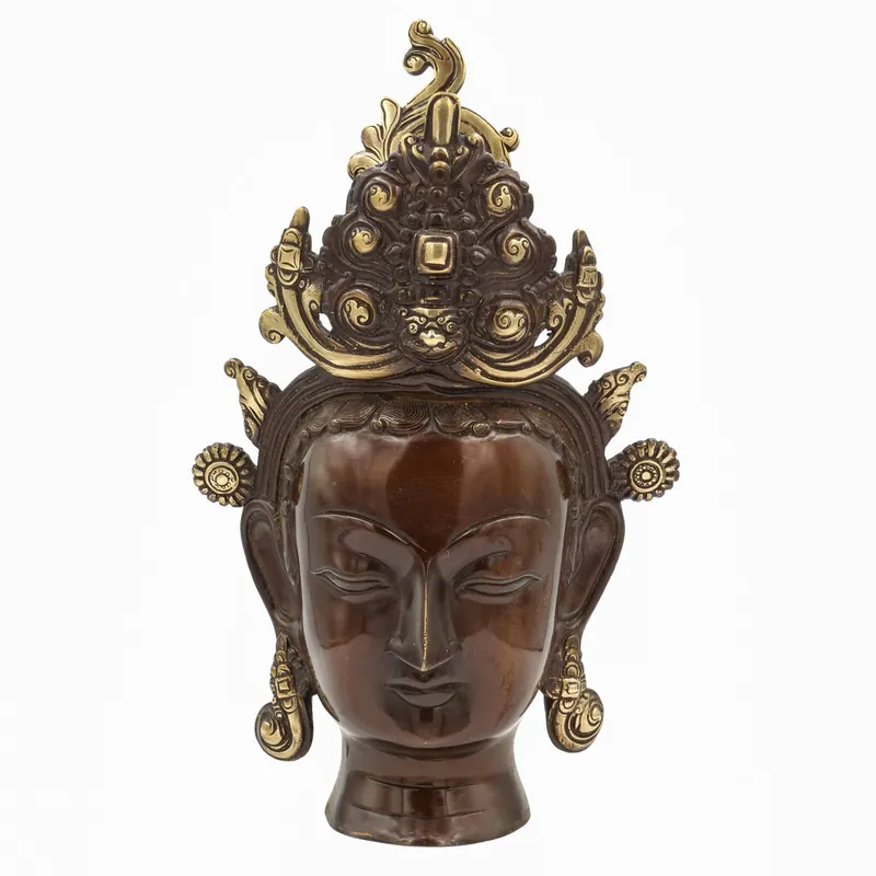 Statue en cuivre de Bouddha couronné