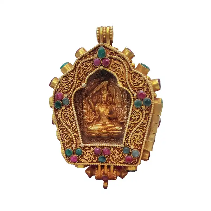 Boîte Ghau en cuivre avec Manjushree