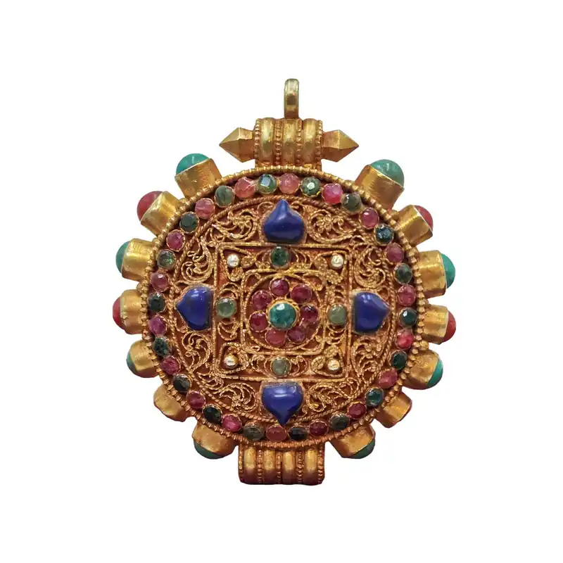 Boîte Ghau Mandala Tibétain en Cuivre