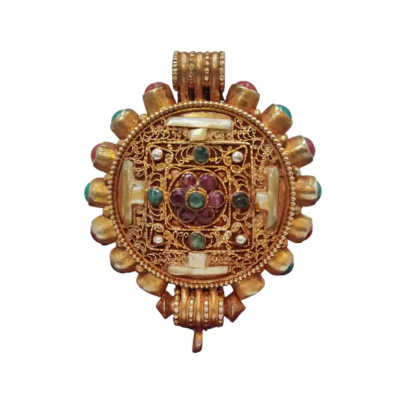 Boîte Ghau Mandala Tibétain en Cuivre