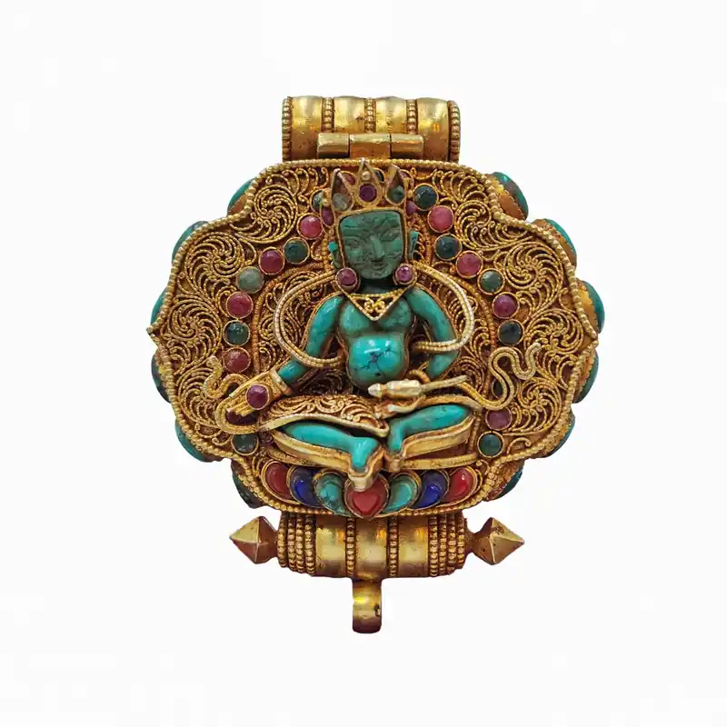 Boîte Ghau Tibétaine en Cuivre avec Padmasambhava