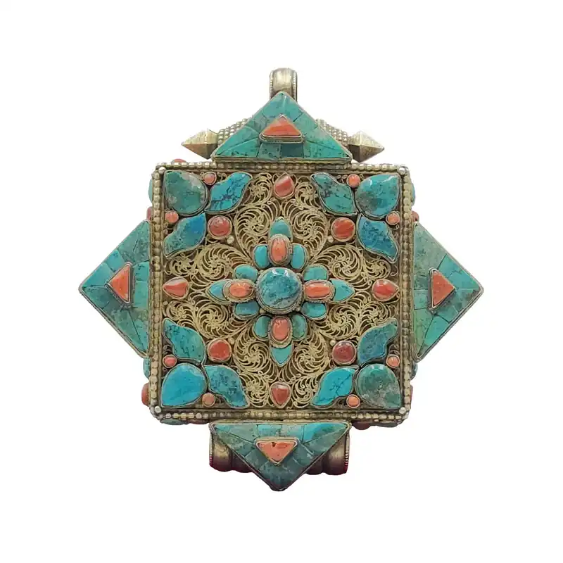 Boîte Amulette Ghau en Cuivre avec Tortue