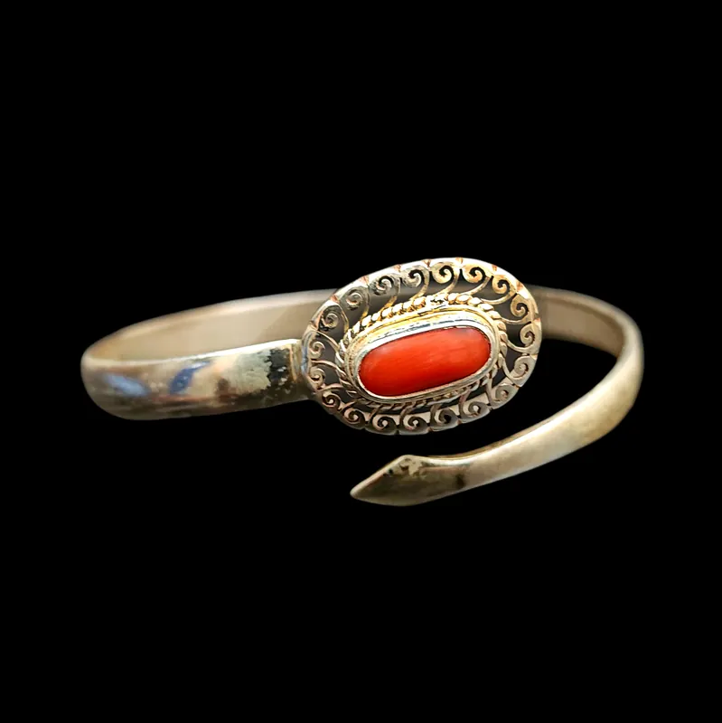 Bracelet en Argent Sterling Vajrayana avec Incrustation de Pierre