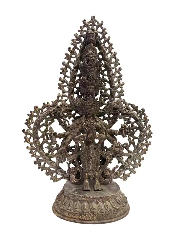 Statue en cuivre tibétain d’Avalokiteshvara