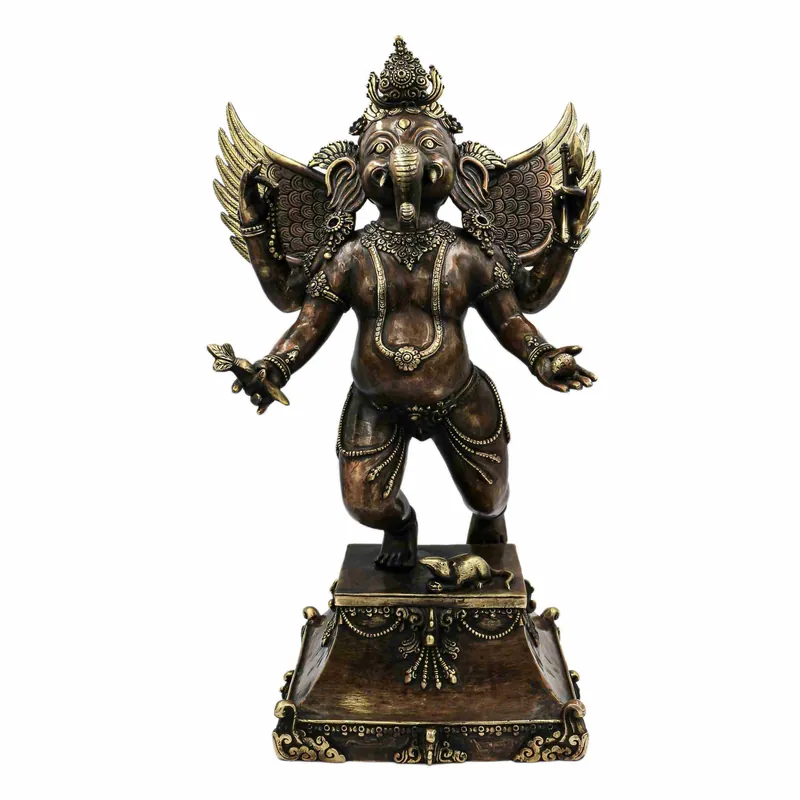 Statue de Ganesha Jambhala en cuivre rouge