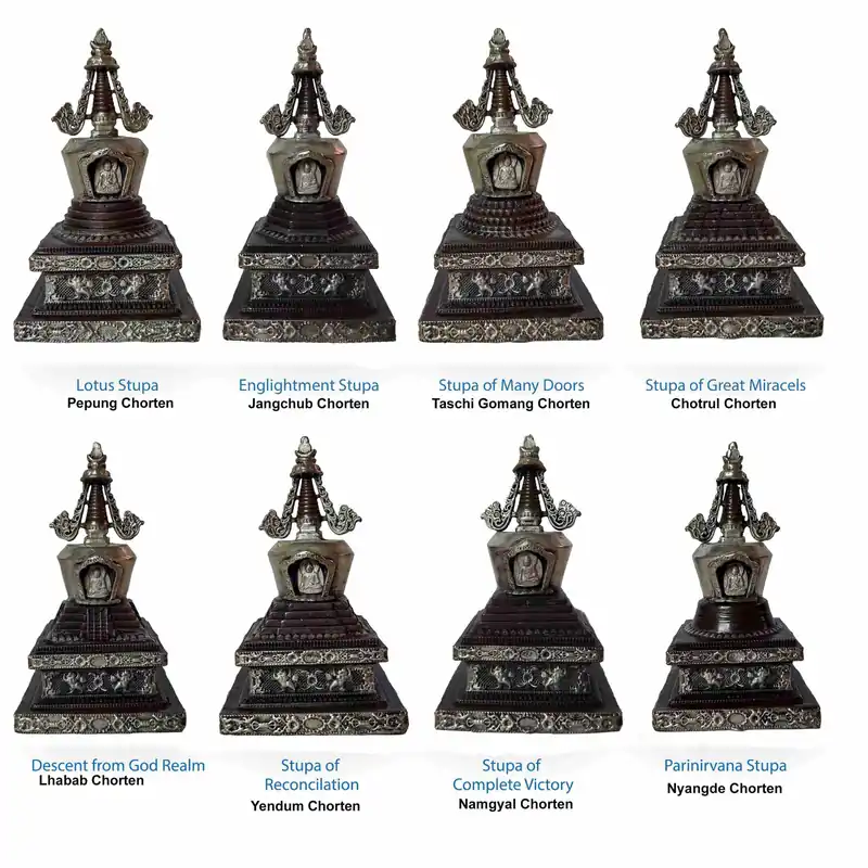 Ensemble de 8 Stupas Bouddhistes