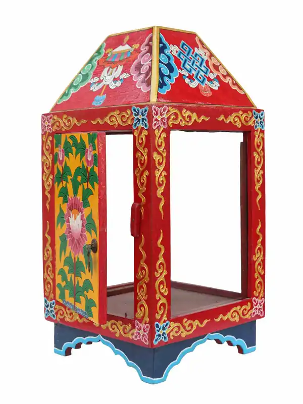 Boîte d’autel en bois tibétain Chesum R
