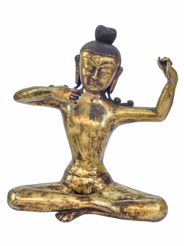 Statue antique en or plaqué de Siddhartha Bouddha – Artisanat en cuivre durable