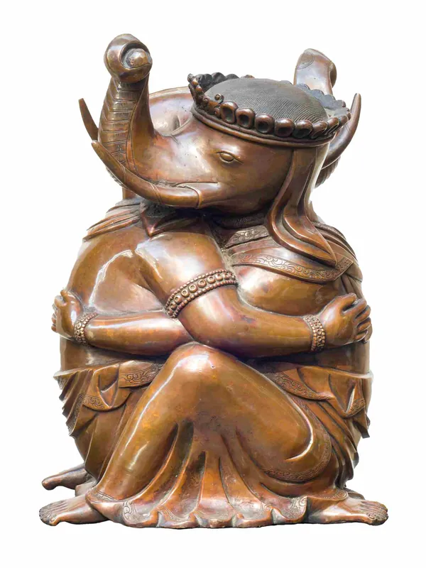 Statue de couple d’éléphants en cuivre – Symbole d’amour et d’harmonie dans l’art bouddhiste