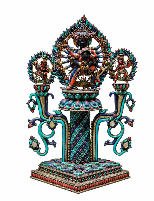 Chakrasambara en métal blanc avec deux protecteurs