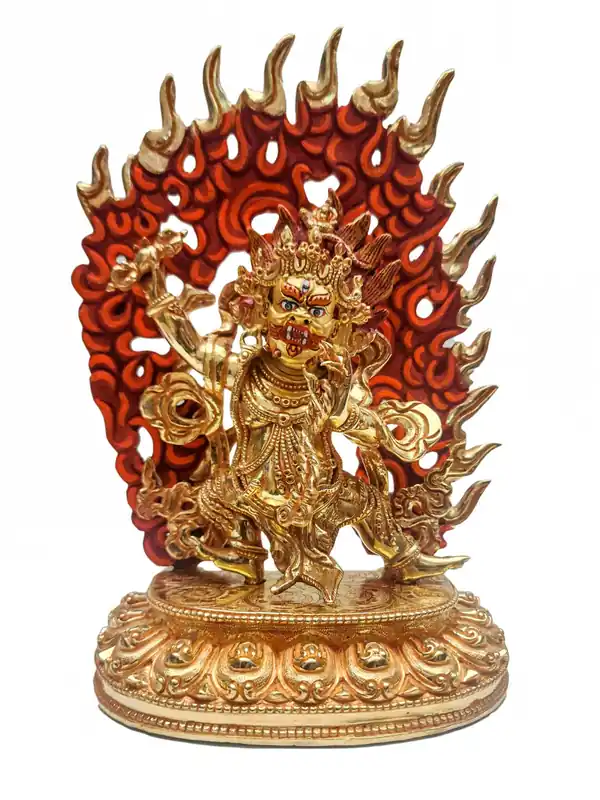 Statue en cuivre de Vajrapani avec placage en or – 25 cm