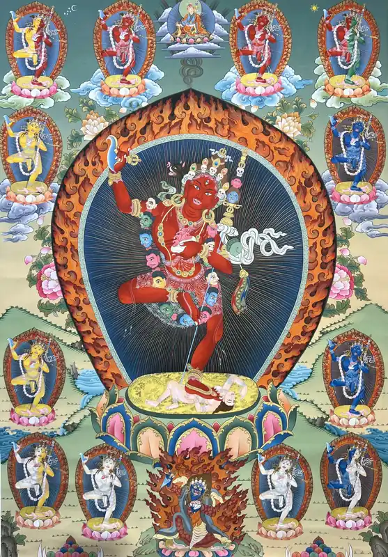 Thangka de Vajravarahi sur toile de coton