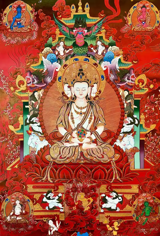 Thangka de Maha Vairochana sur toile de coton