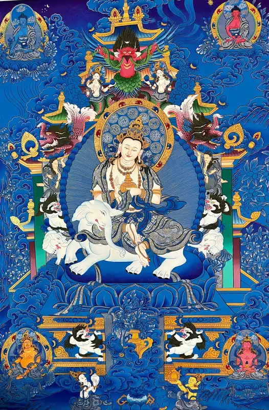 Thangka Bodhisattva Peint à la Main sur Toile de Coton