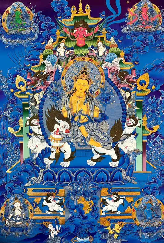 Thangka de Bouddha Maitreya sur toile de coton