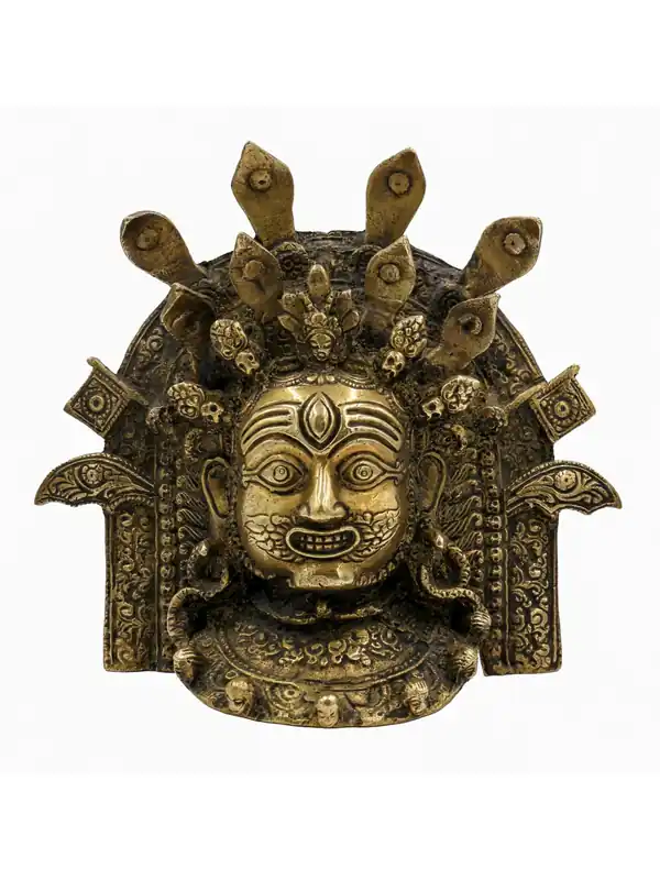 Statue en laiton brillant d’Akash Bhairav – Étreindre la force spirituelle