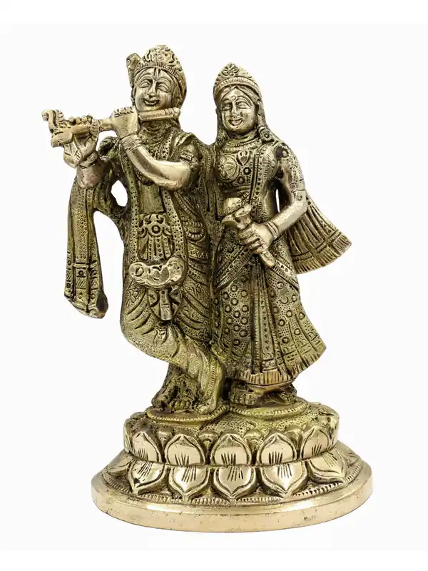 Statue en laiton de Radha et Krishna – Amour divin