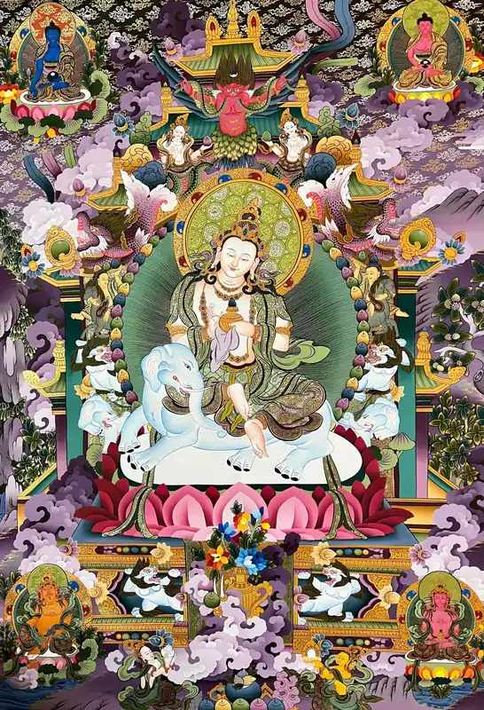Thangka de Samantabhadra – Toile de coton peinte à la main