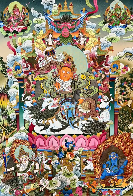 Thangka de Jambhala Namtose – Toile de coton peinte à la main