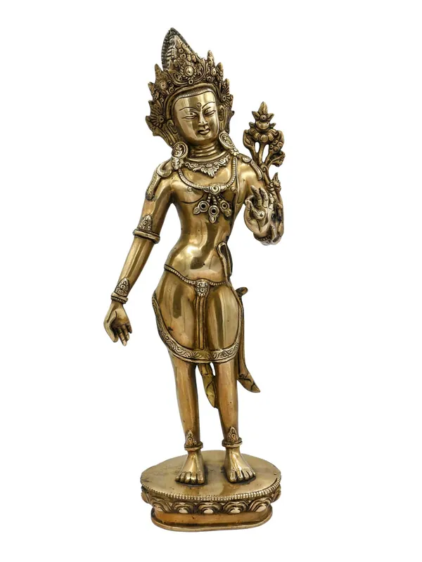 Statue d’Avalokitesvara en laiton élégant – L’incarnation de la compassion