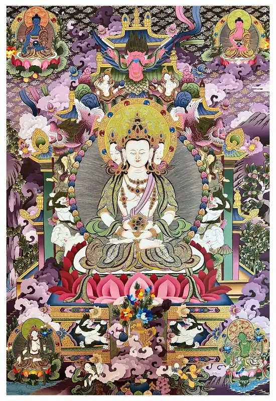Thangka de Maha Vairochana sur toile de coton