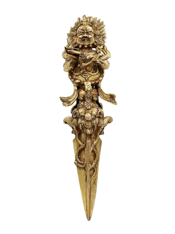 Statue en laiton de Phurba Mahakala de 44 cm