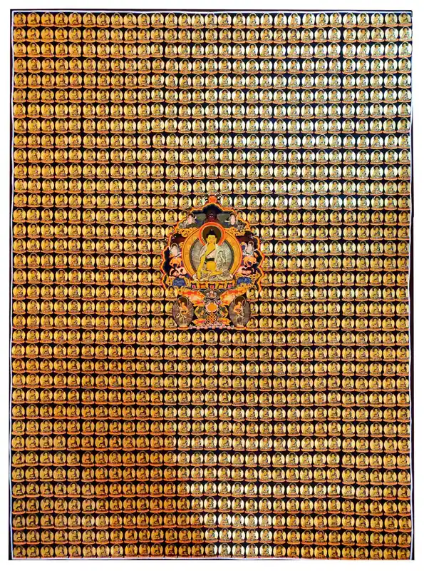 Thangka de Shakyamuni Bouddha sur toile de coton