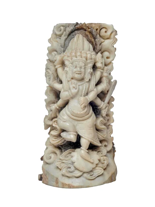 Cachet en os d’animal tibétain avec Akash Bhairav