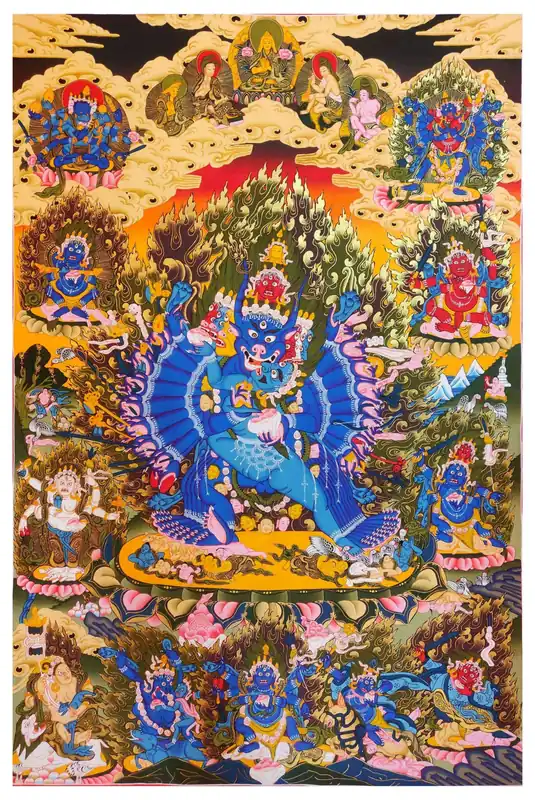 Thangka de Yamantaka – Art spirituel sur toile de coton