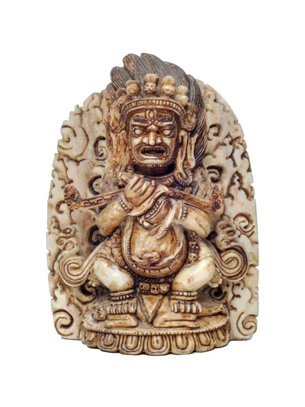 Sceau en os tibétain avec Mahakala Panjaranatha