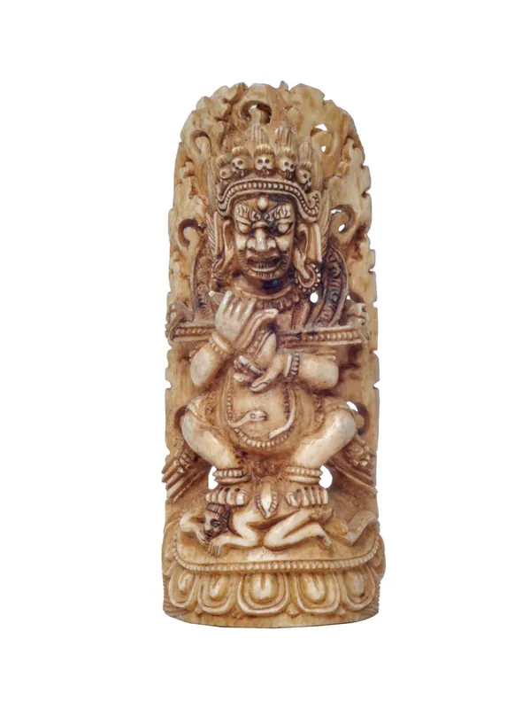 Sceau en os tibétain avec motif de Mahakala