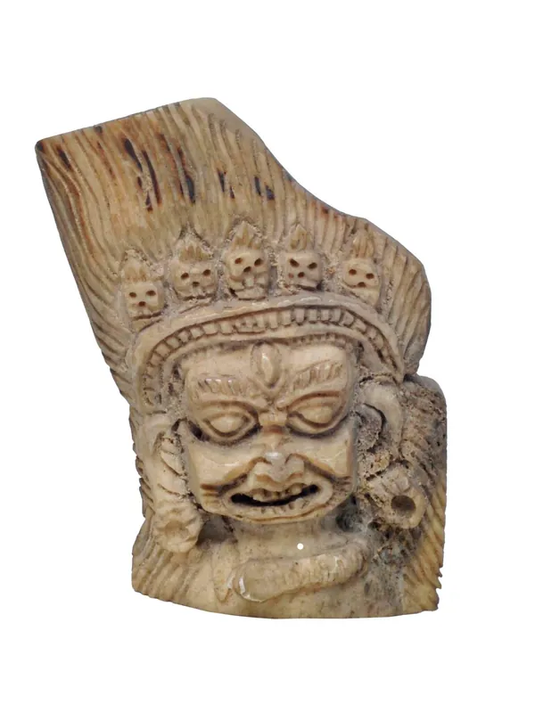 Sceau en os animal tibétain avec motif de Mahakala