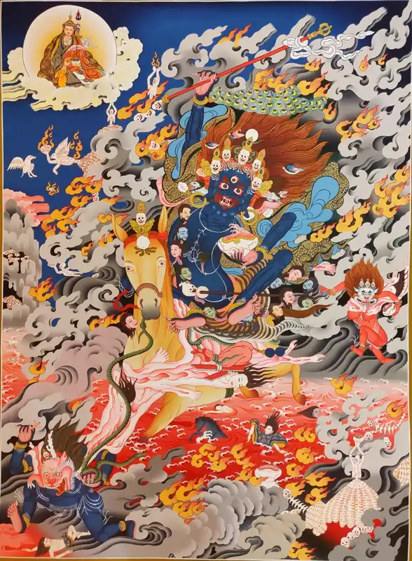 Thangka de Palden Lahmo sur toile de coton