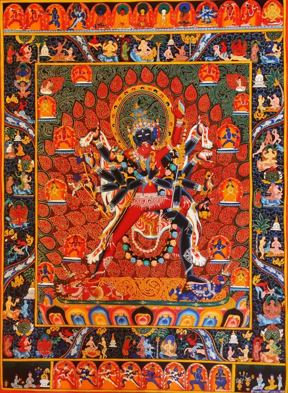 Thangka du Mandala de Chakrasambhara sur toile de coton