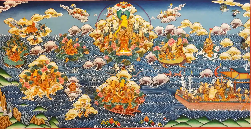 Thangka du Bouddha Pani sur toile de coton