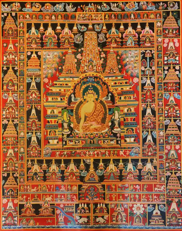 Thangka du Bouddha sur toile de coton