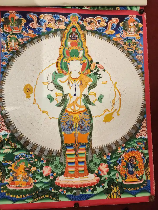 Thangka de Sahasrabhuja Avalokitesvara sur toile de coton