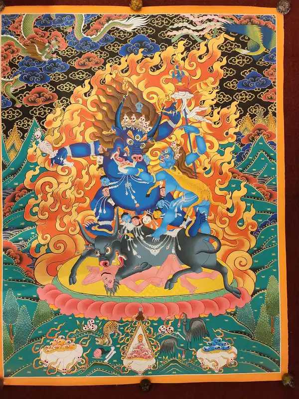 Thangka de Yamantaka sur toile de coton