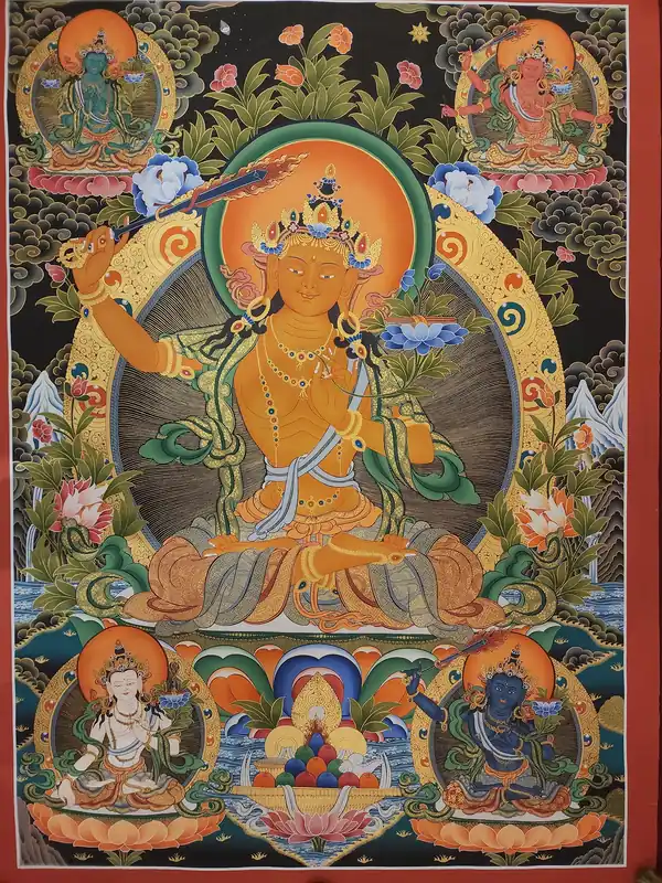 Thangka de Manjushri sur toile de coton