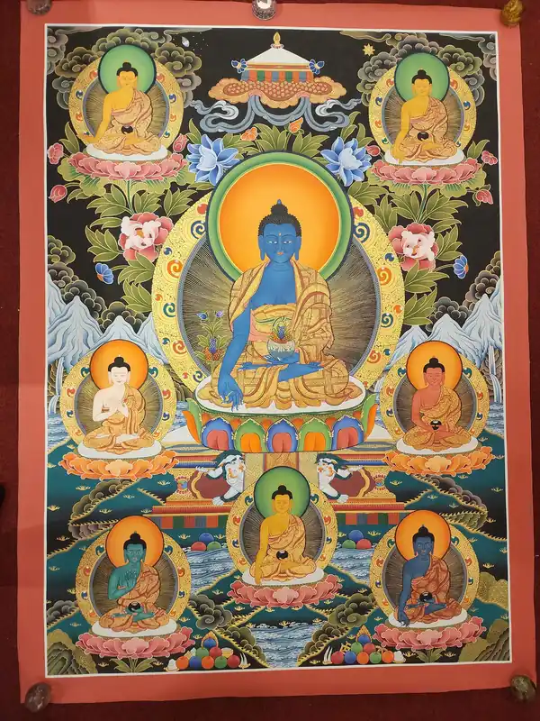 Thangka du Bouddha sur toile de coton