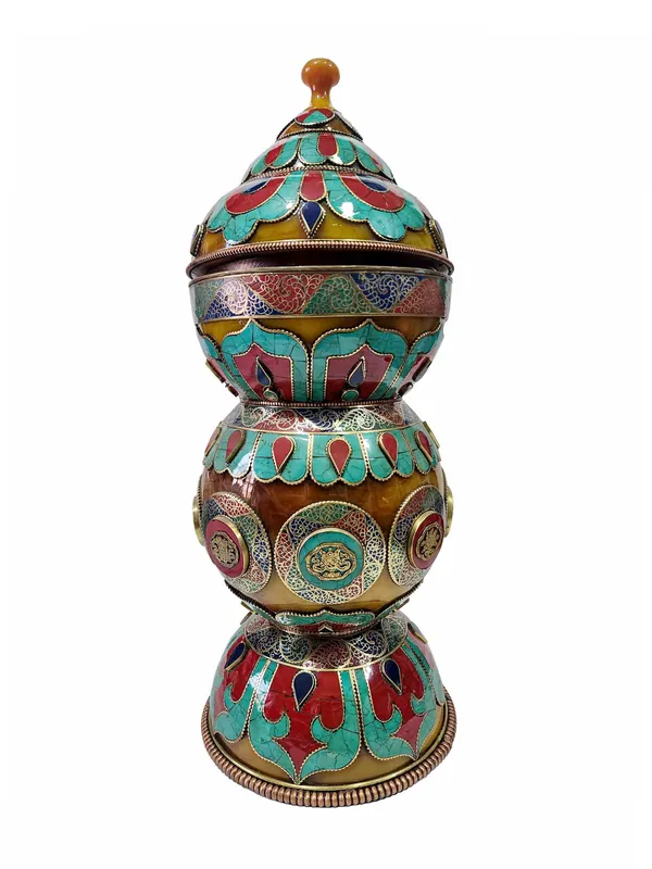 Boîte stupa Hlyosar – Vaisseau d’offrande en cuivre