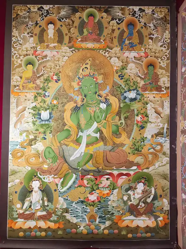Thangka de Tara Verte sur toile de coton