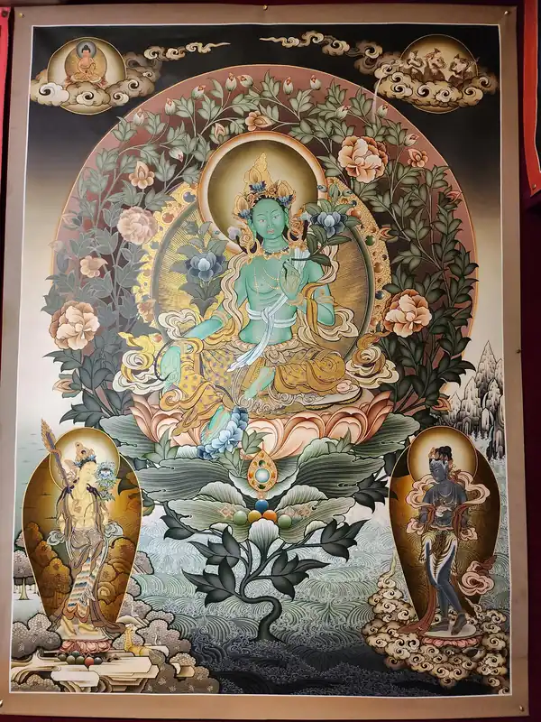 Thangka de la Tara Verte sur toile de coton