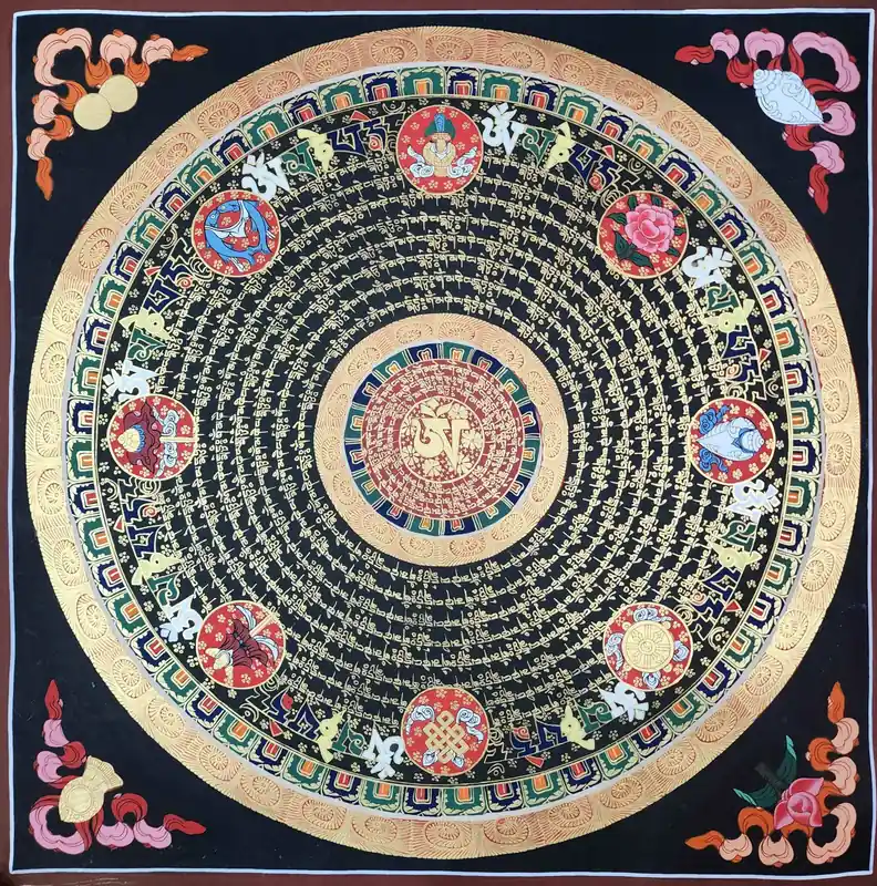 Mandala de mantra sur toile de coton
