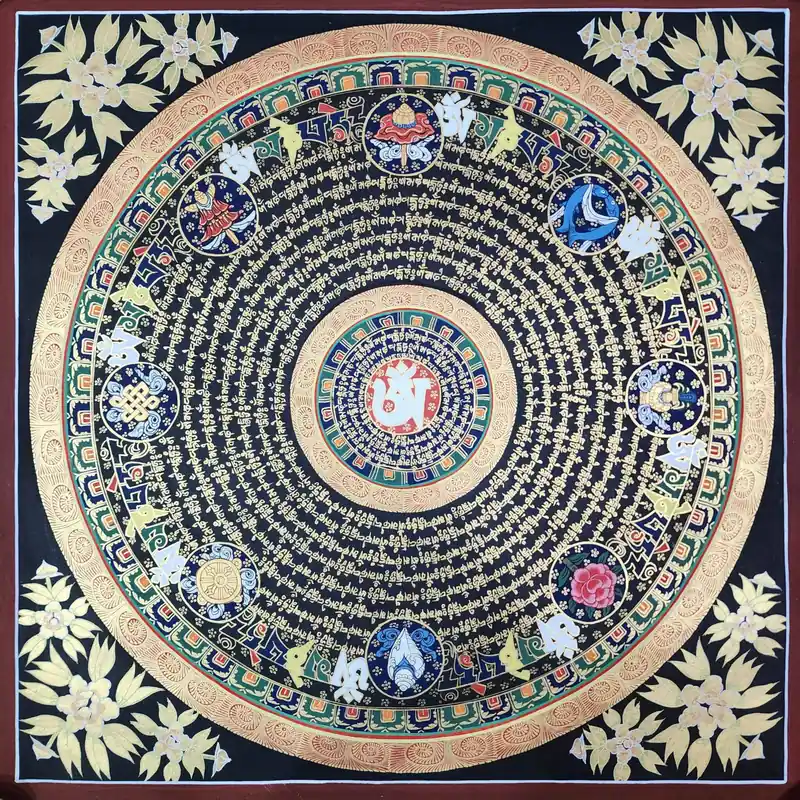 Thangka tibétain du mandala des mantras
