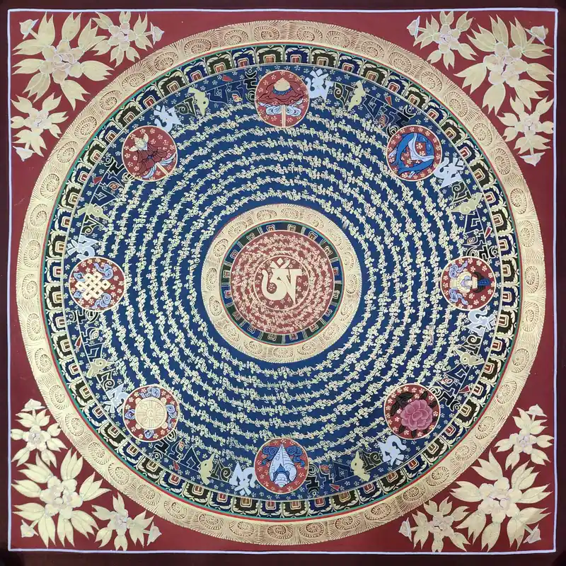 Thangka Ashtamangala du Mandala de Mantra
