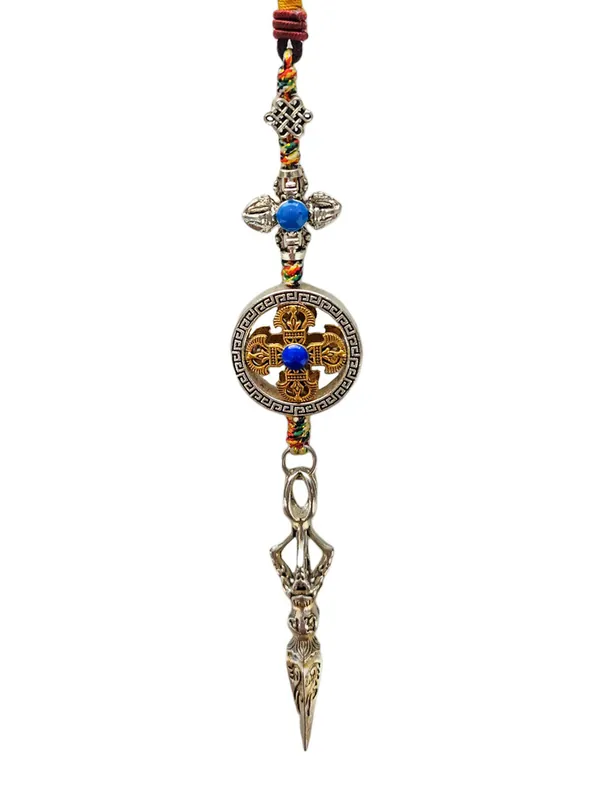 Amulette en métal du Double Dorje et du Phurba
